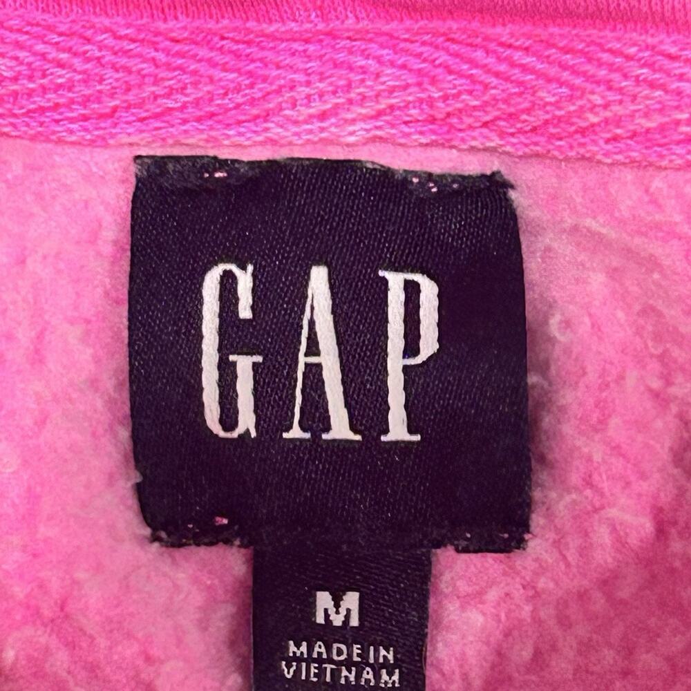 GAP Women's Fleece Hoodie Size M Neon Standout Pink Pullover Sweatshirt Active - Picture 4 of 13